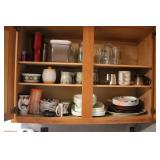 CONTENTS OF CABINET (DISHES, GLASSES, AND MORE)