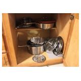 CONTENTS OF CABINET (POTS AND PANS)