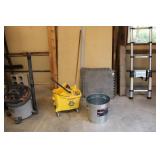 METAL CAN & MOP BUCKET W/ WRINGER & MOP