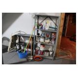 (3) METAL SHELVES W/ CONTENTS