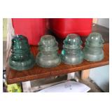 (4) GLASS INSULATORS