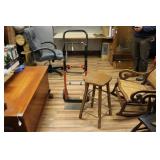 FOUR WHEEL WONDER CART & WOODEN STOOL