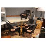 GLASS TOP PATIO TABLE W/ (4) CHAIRS