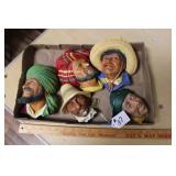 CHALKWARE WALL HANGING FIGURES - (SHOW CHIPS)