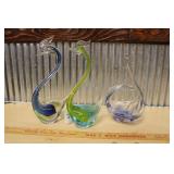 MURANO ART GLASS SWANS & HAND BLOWN DISH