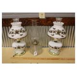 PAIR OF FALKENSTEIN LAMPS AND OIL LAMP