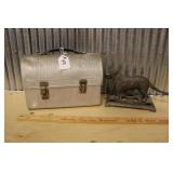 CAST IRON DOG NUTCRACKER & VINTAGE LUNCHBOX