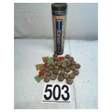 TINKERTOY CAN & CONTENTS