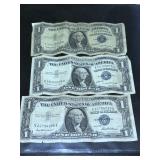 (3) ONE DOLLAR SILVER CERTIFICATES