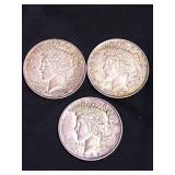 (3) SILVER PEACE DOLLARS