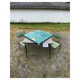 CARD TABLE, (2) CHAIRS & EXTRA CARD TABLE