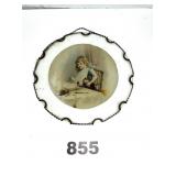 ROUND HANGING PICTURE W/GIRL & DOG