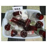 LOT OF RED GLASSWARE & MORE