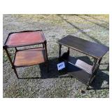 MAHOGANY END TABLE & MAPLE BOOK SHELF