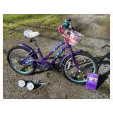 GIRLS BICYCLE WITH TRAINING WHEELS & BASKET