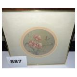 VINTAGE ASIAN FLORAL & BUTTERFLY PRINT