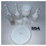 LOT MISC GLASSWARE MOSTLY MILKGLASS