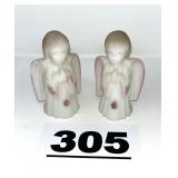 FENTON SATIN GLASS BOY & GIRL ANGELS