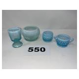 LOT OF FENTON BLUE OPALESCENT