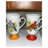 SET OF 6 PEDESTAL BIRD CUPS