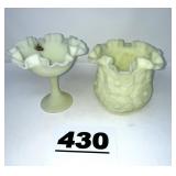FENTON COMPOTE AND VASE