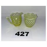 FENTON YELLOW HOBNAIL CREAM & SUGAR