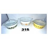 PYREX 3 CASSEROLE DISHES