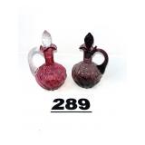 FENTON CRUETS-CRANBERRY & AMETHYST