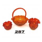 FENTON AMBERINA HOBNAIL 3 PCS