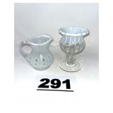 NORTHWOOD OPALESCENT VASE & FENTON COIN DOT PC