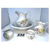 BUFFALO POTTERY WASHBOWL & PITCHER SET 5 PCS