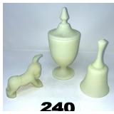 FENTON APOTHECARY CANDY JAR, BELL & DONKEY