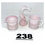 FENTON ROSALENE LEAPING KOI & (2) FAGCA 1986 MUGS