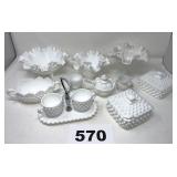 LOT OF WHITE HOBNAIL & MISC
