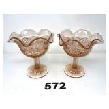 1940'S IMPERIAL GLASS PEDESTAL COMPOTES - 2 PCS