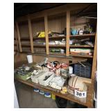 CONTENTS OF WORKBENCH FULL OF MISC ODDS AND ENDS