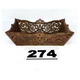 HANDMADE FOLK ART STYLE WALNUT DISH
