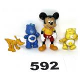 2 WALT DISNEY FIGURES & 2 CARE BEARS