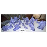 BLUE IRIDESCENT NATIVITY SET