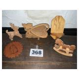 (5) DECROATIVE CUT WOODEN ITEMS