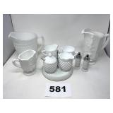 LOT OF WHITE HOBNAIL, MILK GLASS