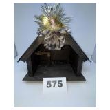 WOODEN CRECHE W/MANGER REPLICA