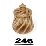 FENTON SPIRAL OPTIC CARAMEL CANDY JAR