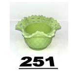 FENTON LIME GREEN SATIN CANDY DISH