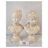 Pair Napcoware Japan Ceramic Brother-Sister Busts