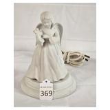 Bisque Angel Figure On Lighted Base