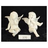 Two Ceramic Angel Shelf Sitting Figures