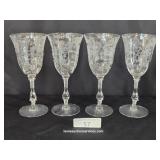 Four Rose & Lace Crystal Champagne Flutes
