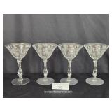 Four Rose & Lace Crystal Champagne Glasses
