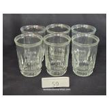 Six Clear Glass Jam-Jelly Jars